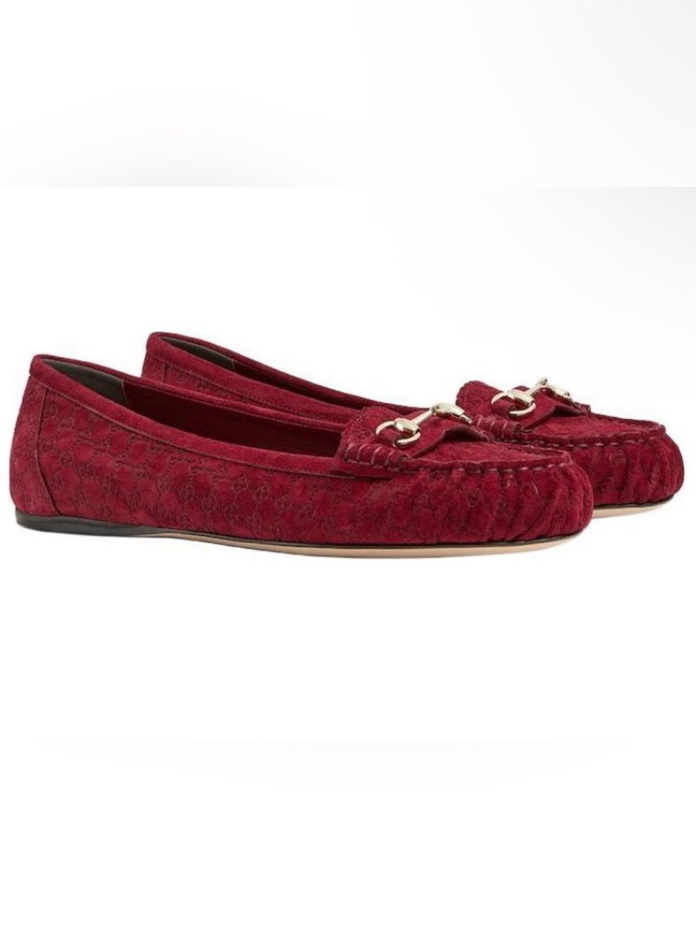 Gucci Wkensington Moccasin Micro GG Suede Flats size 39 821222